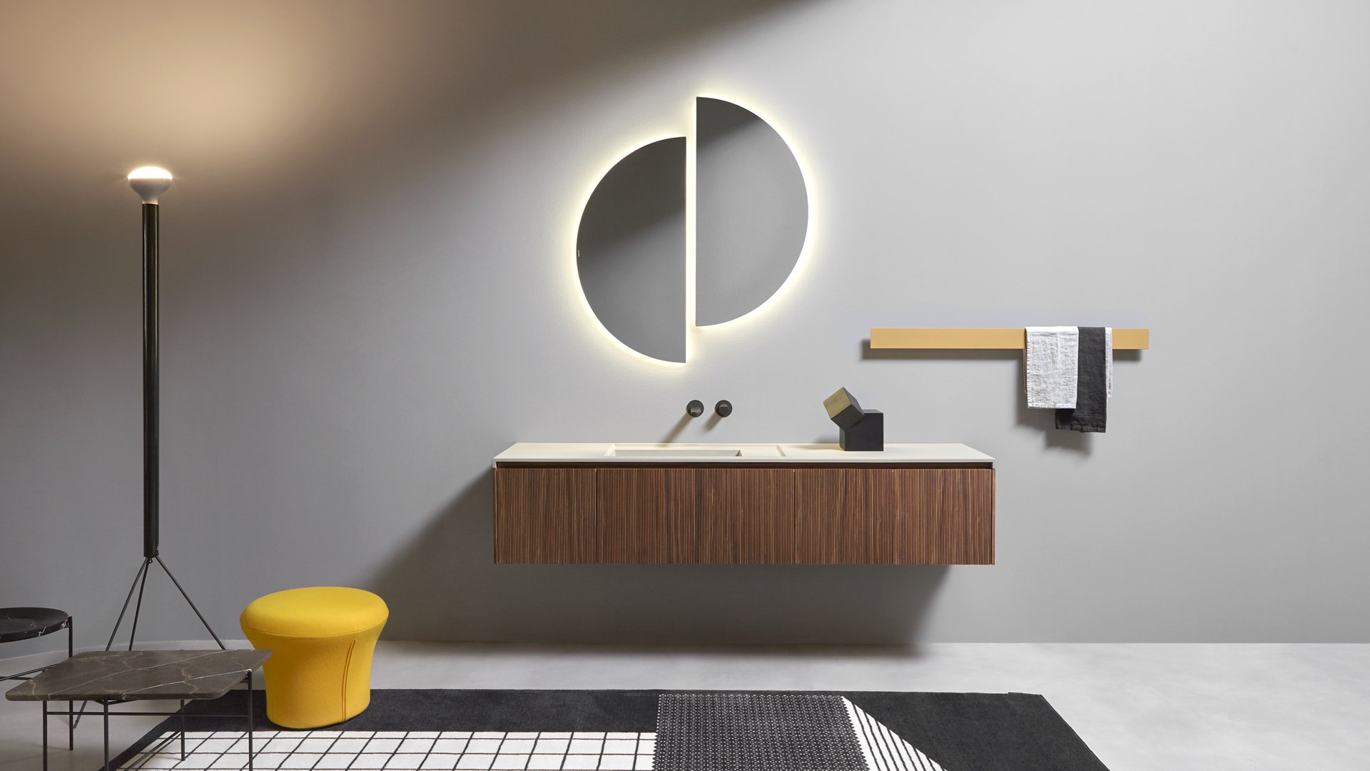 Meuble Antonio Lupi Interno avec miroir circulaire et éclairage LED